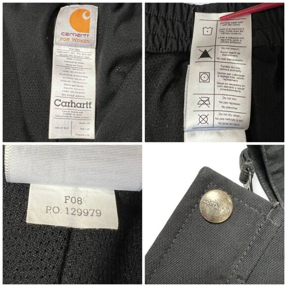 Carhartt Waterproof Breathable Waist Overall Unlined SIZE S 28 Black Pants - Picture 6 of 16